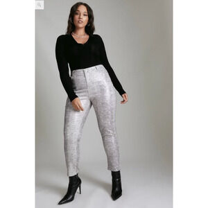 NWT Karen Millen Brown Snake Print High Waist Biker Pants US 18